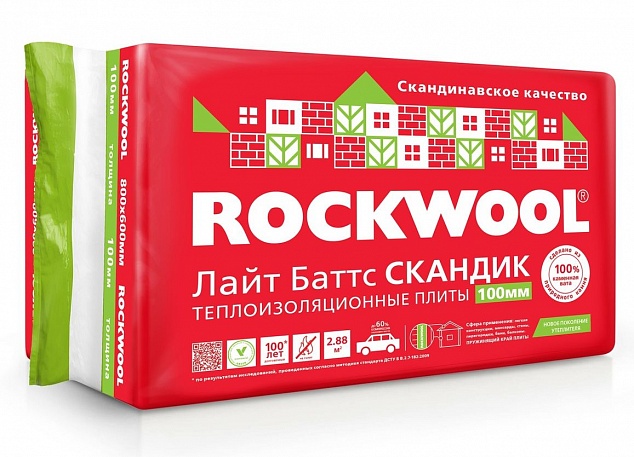 ROCKWOOL ЛАЙТ БАТТС СКАНДИК 800Х600Х50 мм, 0,288 м3 - теплоизоляция в Новосибирске по низкой цене