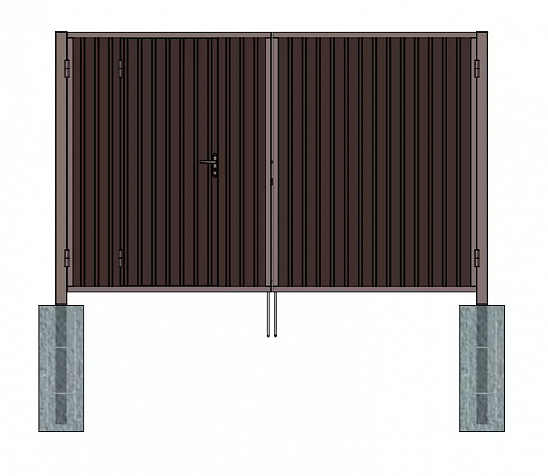 Ворота распашные с калиткой внутри (каркас) 2000 х 3500 мм